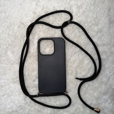 Custodia nera iPhone 14 Pro con cordino
