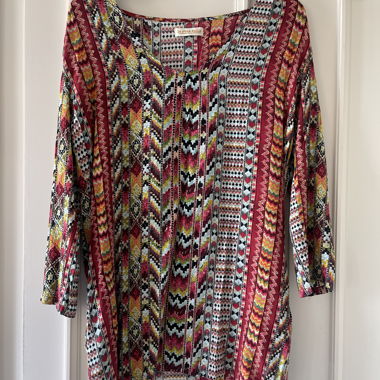 Patterned long-sleeve tunic/dress