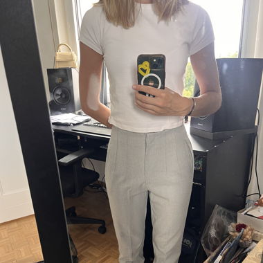 Pantalon Costume Élégant Taille Haute