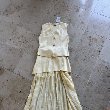 Set mit Weste butteryellow
