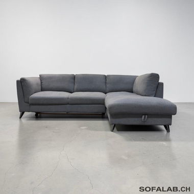 Canapé d'angle gris clair avec fonction couchage et rangement