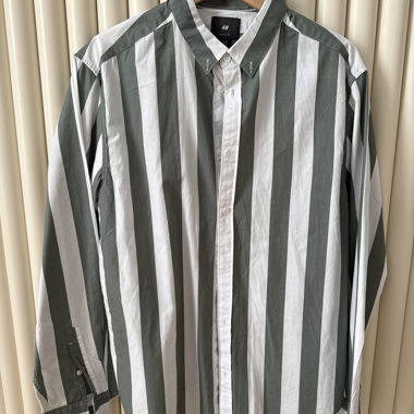 Camicia a righe H&M verde/bianco