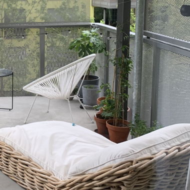 Divano per balcone in bambù con cuscini, Balibed