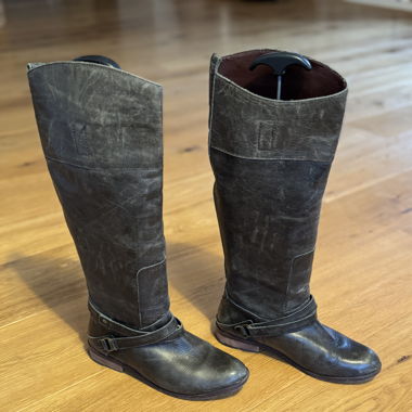 Buffalo Stiefel Grau Leder Winterstiefel Gr. 38