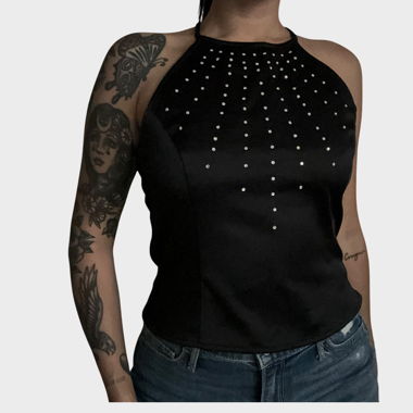 Top satin baddie con scollo nechkolder (M)