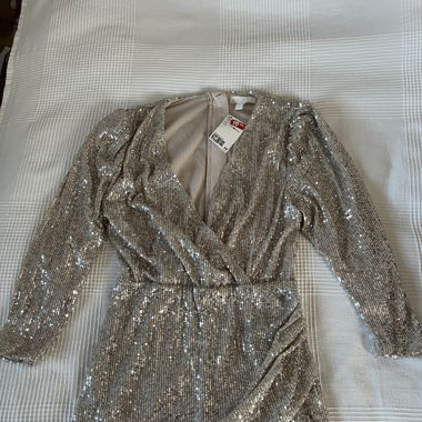 Glitzerkleid beige H&M
