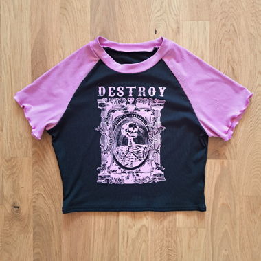 Crop top corto rosa-nero