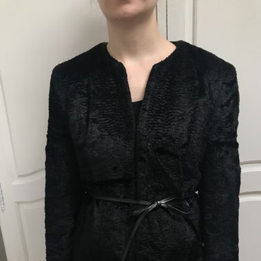 schwarze Kunstfelljacke