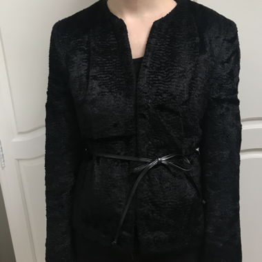 schwarze Kunstfelljacke
