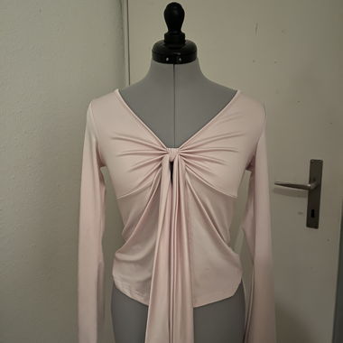 Pink Tie-Front Long Sleeve Top