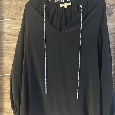 Michael Kors black blouse with chain
