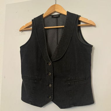 Black denim vest