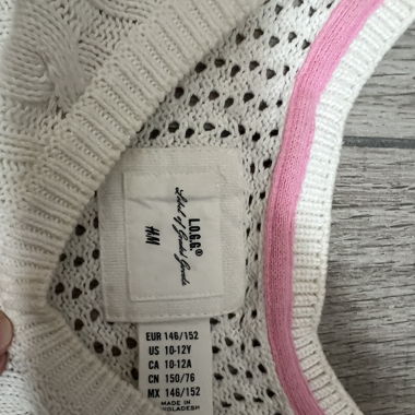 Pull à manches longues blanc - enfant 148-152