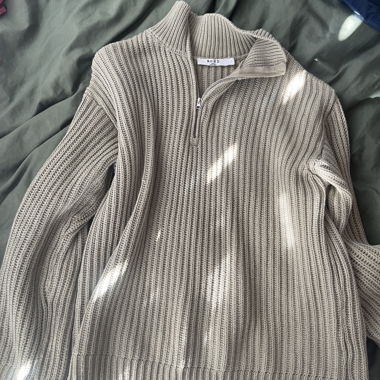green sweater