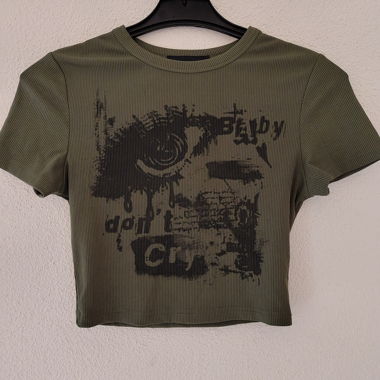 Top corto olive con stampa