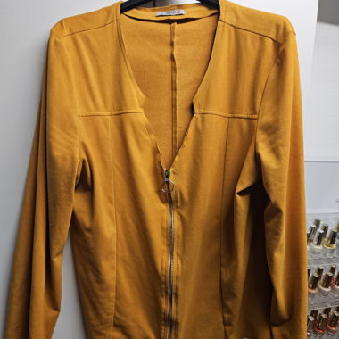 Giacca con zip donna color senape