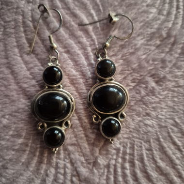 Orecchini in argento vero 925 con onice nero