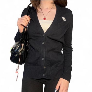 vintage dark blue/ black cardigan, size m