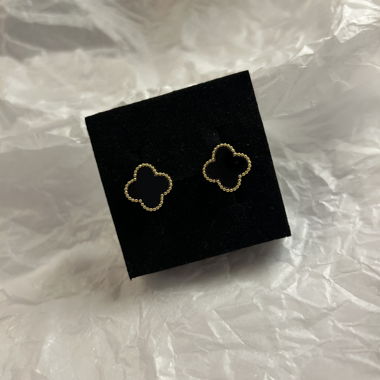 Clover Ohrringe schwarz - 18k vergoldet