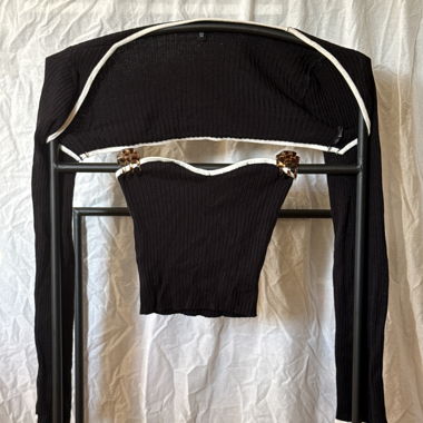 Black Ribbed Top Set