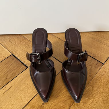 Mule Bordeaux con tacco