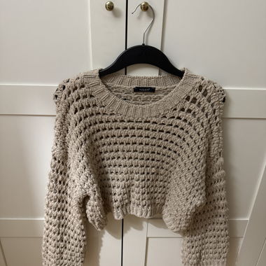 Beige Knit Openwork Sweater