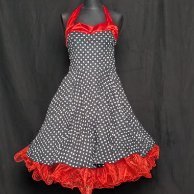 Rockabilly-Kleid mit Punkten & rotem Petticoat