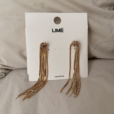 LIME Rhinestone Tassel Earrings