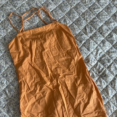 Linen mini dress orange