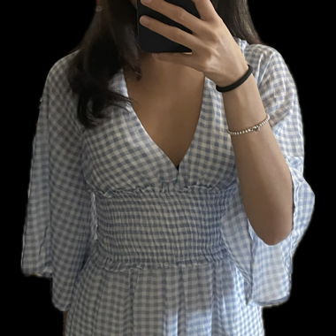 Blaues kartiertes kleid