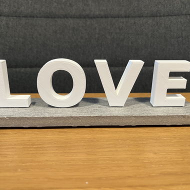 Love Dekoration, weiss, 3D-Druck und Stein