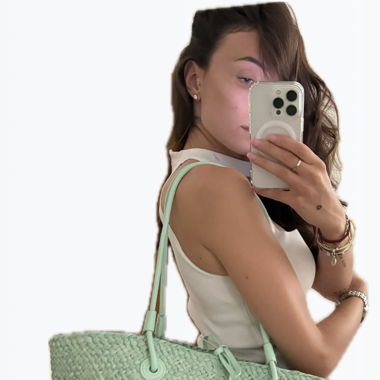 Borsa in rafia per la spiaggia color tiffany 