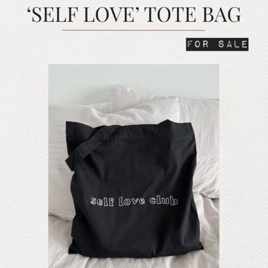 Self love club hand made tote bag