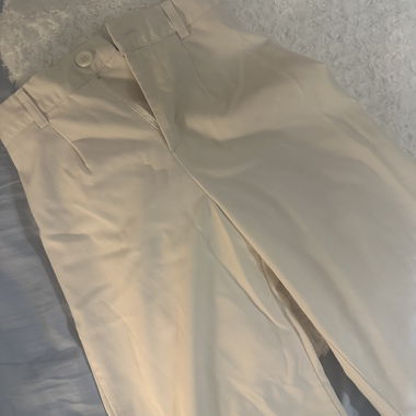 Pantaloni color crema a vita alta EU 32