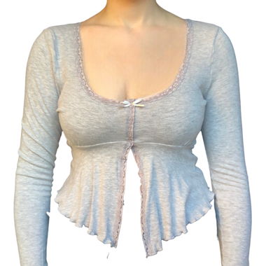 Cutes Langarmtop mit Spitze in grau