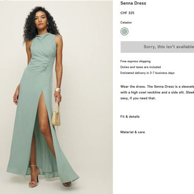 Abito Reformation „Senna Dress“ – nuovo (2 / XS)