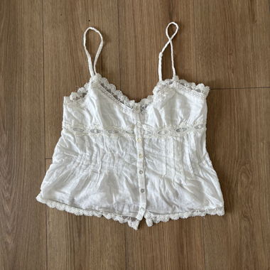 Top Cami in pizzo bianco ZARA S