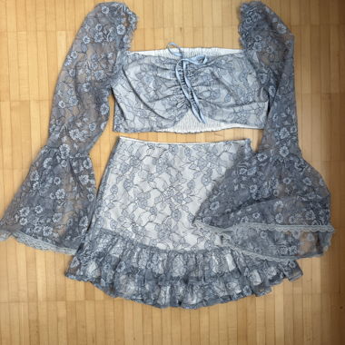 SugarThrillz coquette blue lace two piece set