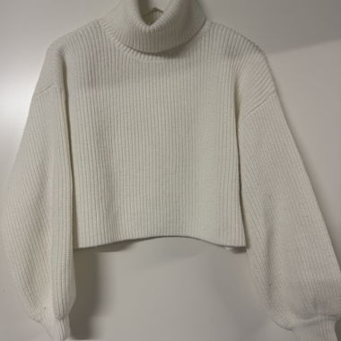 Cropped Rollkragen Strickpullover