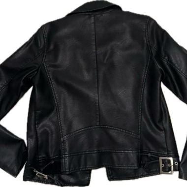 Schwarze Bikerjacke aus Kunstleder