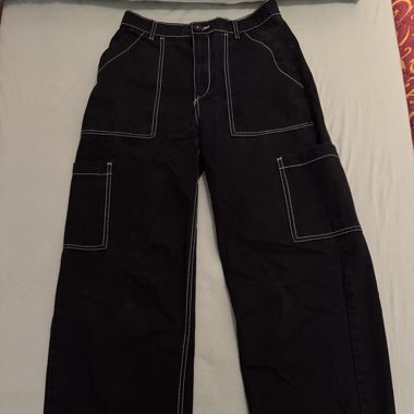 Black Baggy Jeans Unisex with Stitching