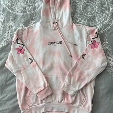Felpa con cappuccio oversize, tie-dye fiore di ciliegio XS