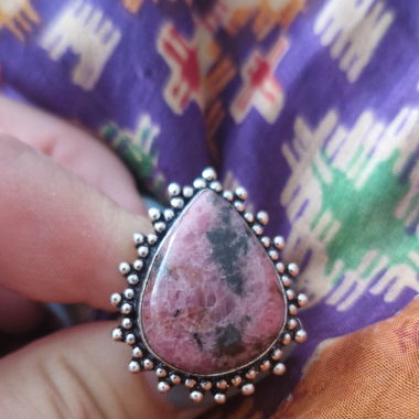 Bague réglable avec rhodonite - Adjustable ring 