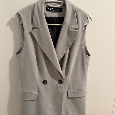Blazer lungo smanicato Zara grigio