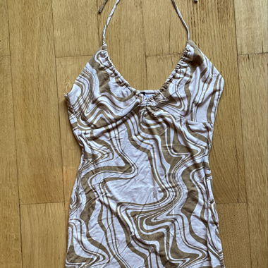 Mini abito halter Cream & Brown