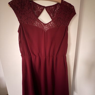 Bordeaux Spitzenkleid Abendkleid 
