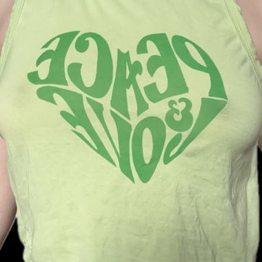 Light Green Peace&Love Tank Top / Crop Top