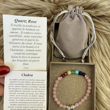Bracelet Quartz Rose Et Chakra