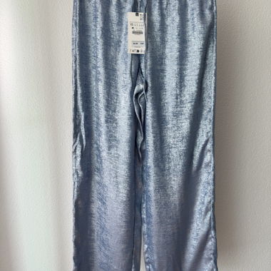 Pantalon en satin argenté XS