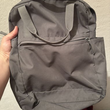 Grey backpack with front compartment from IKEA